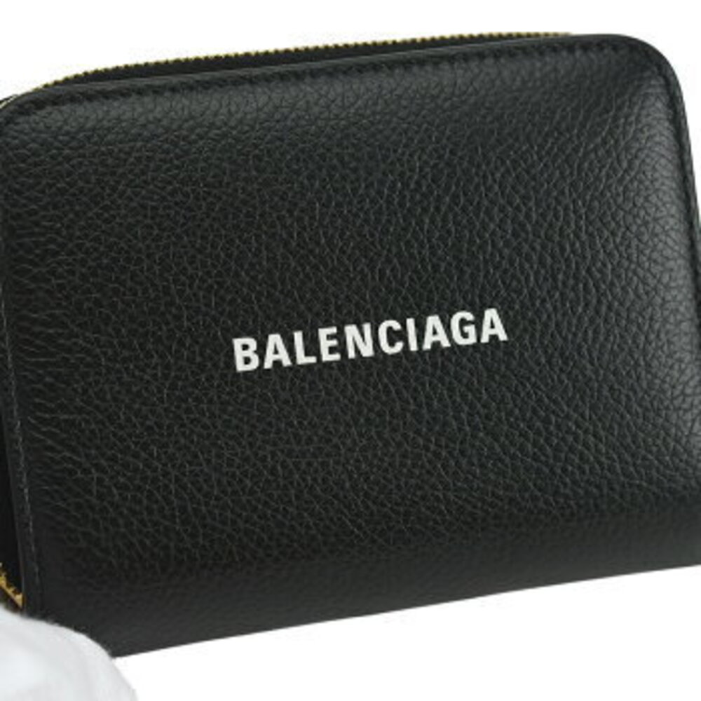 Balenciaga logo black both leather Bifold Wallet compact Cash - Picture 7 of 8